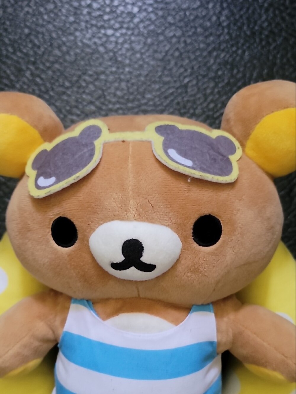 San-X Rilakkuma Kawaii Bear with Yellow Polka Dot Beach Pool Float Ring Plush